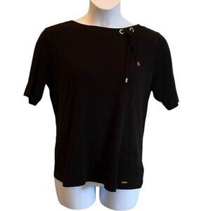 Ellen Tracy Black Short Sleeve Cotton Top XL